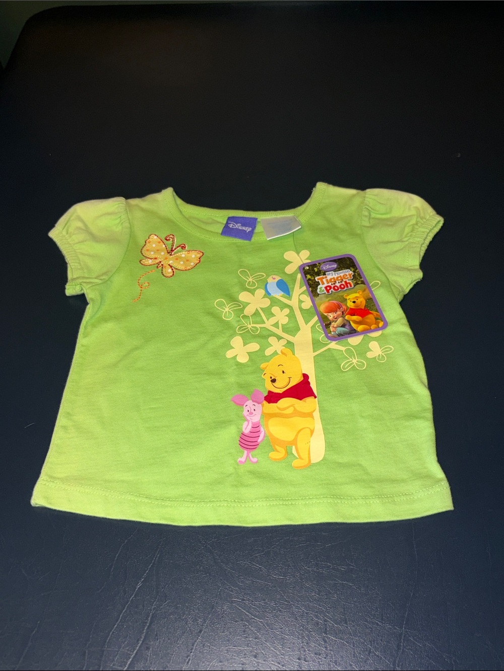 Disney Lime Green Winnie the Pooh & Piglet Short Sleeve Tee NWT Size 12MOS